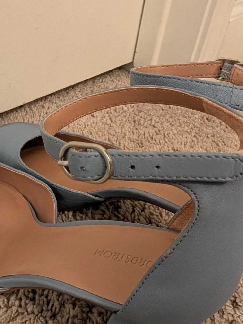 Nordstrom Cornflower Blue Block Heel Pumps | Size 9 | Ankle Strap